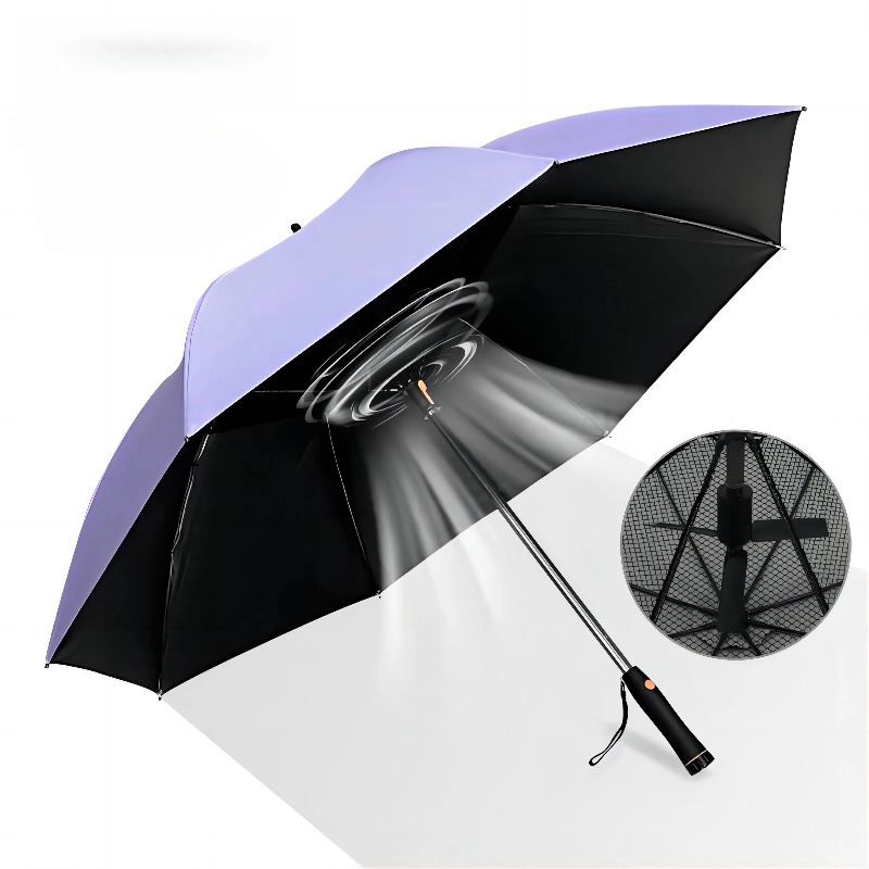 Golf Umbrella Large - Ombrello Rinforzato con Manico Lungo, Ventilatore